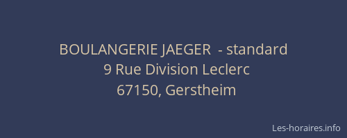 BOULANGERIE JAEGER  - standard