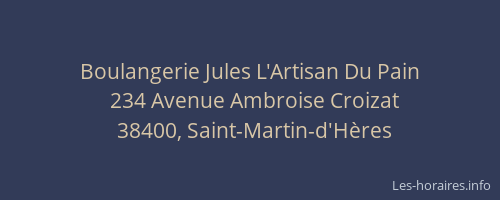 Boulangerie Jules L'Artisan Du Pain