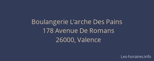 Boulangerie L'arche Des Pains