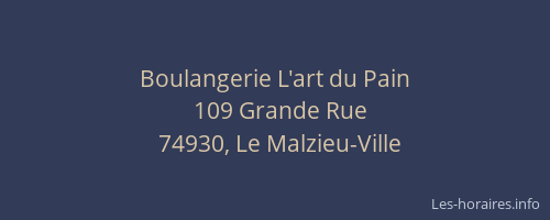 Boulangerie L'art du Pain
