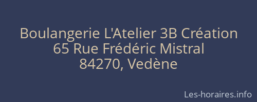 Boulangerie L'Atelier 3B Création
