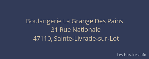 Boulangerie La Grange Des Pains