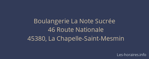 Boulangerie La Note Sucr&eacute;e