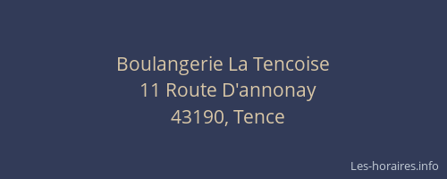 Boulangerie La Tencoise