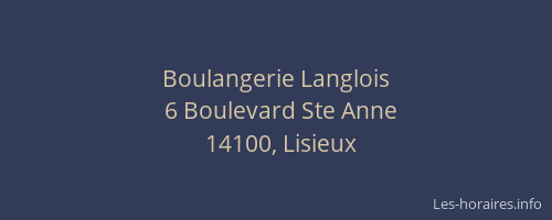 Boulangerie Langlois