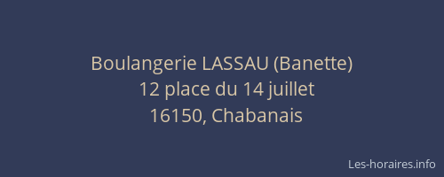 Boulangerie LASSAU (Banette)
