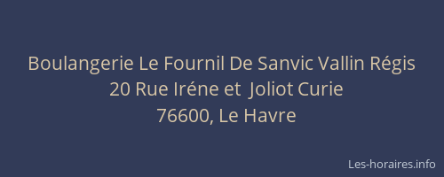 Boulangerie Le Fournil De Sanvic Vallin Régis