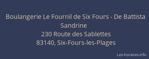 Boulangerie Le Fournil de Six Fours - De Battista Sandrine