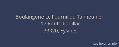 Boulangerie Le Fournil du Talmeunier