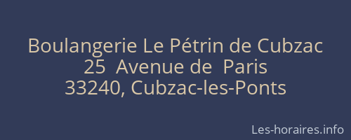 Boulangerie Le Pétrin de Cubzac