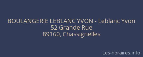 BOULANGERIE LEBLANC YVON - Leblanc Yvon