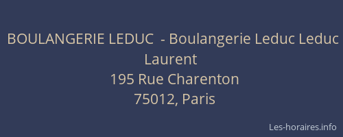 BOULANGERIE LEDUC  - Boulangerie Leduc Leduc Laurent