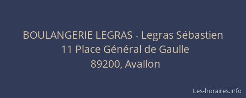 BOULANGERIE LEGRAS - Legras Sébastien