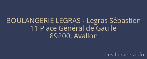 BOULANGERIE LEGRAS - Legras Sébastien