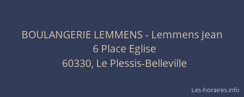 BOULANGERIE LEMMENS - Lemmens Jean