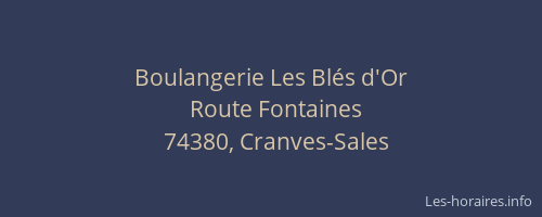 Boulangerie Les Bl&eacute;s d'Or