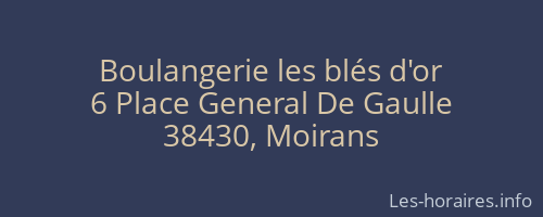 Boulangerie les blés d'or