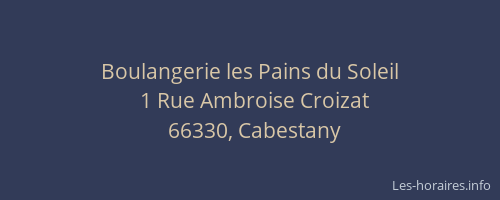 Boulangerie les Pains du Soleil