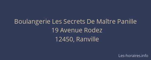 Boulangerie Les Secrets De Ma&icirc;tre Panille