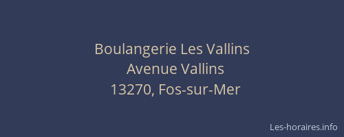 Boulangerie Les Vallins