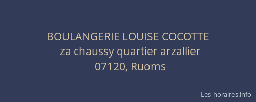 BOULANGERIE LOUISE COCOTTE