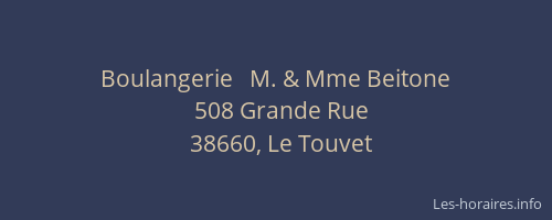 Boulangerie   M. & Mme Beitone