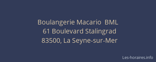 Boulangerie Macario  BML