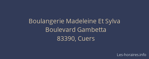 Boulangerie Madeleine Et Sylva