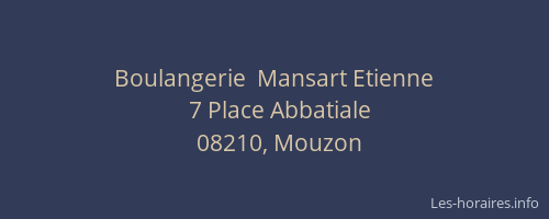 Boulangerie  Mansart Etienne