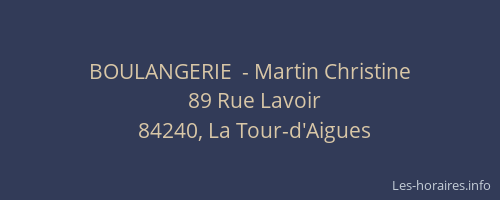 BOULANGERIE  - Martin Christine