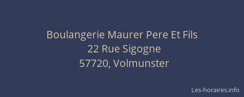 Boulangerie Maurer Pere Et Fils