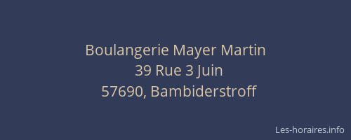 Boulangerie Mayer Martin