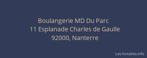 Boulangerie MD Du Parc