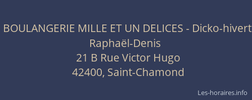 BOULANGERIE MILLE ET UN DELICES - Dicko-hivert Raphaël-Denis