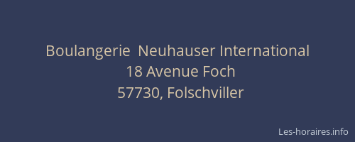 Boulangerie  Neuhauser International
