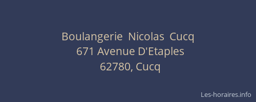 Boulangerie  Nicolas  Cucq
