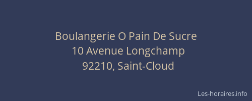 Boulangerie O Pain De Sucre
