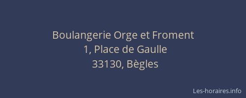 Boulangerie Orge et Froment