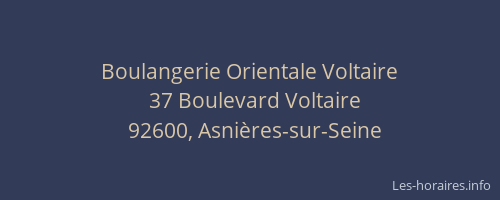 Boulangerie Orientale Voltaire