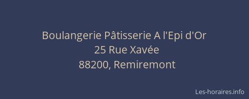 Boulangerie P&acirc;tisserie A l'Epi d'Or