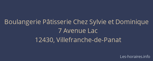 Boulangerie P&acirc;tisserie Chez Sylvie et Dominique