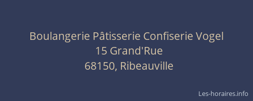 Boulangerie P&acirc;tisserie Confiserie Vogel