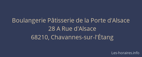 Boulangerie P&acirc;tisserie de la Porte d'Alsace