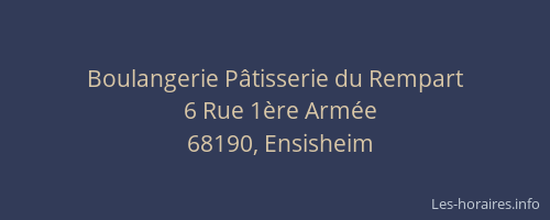 Boulangerie P&acirc;tisserie du Rempart