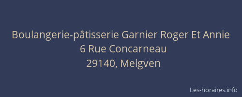 Boulangerie-pâtisserie Garnier Roger Et Annie