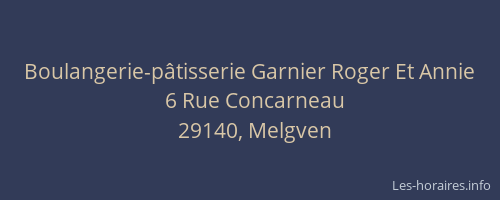 Boulangerie-p&acirc;tisserie Garnier Roger Et Annie