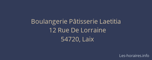 Boulangerie P&acirc;tisserie Laetitia