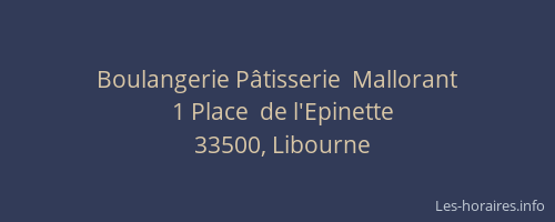 Boulangerie Pâtisserie  Mallorant