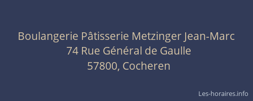 Boulangerie P&acirc;tisserie Metzinger Jean-Marc