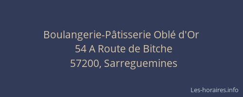 Boulangerie-P&acirc;tisserie Obl&eacute; d'Or